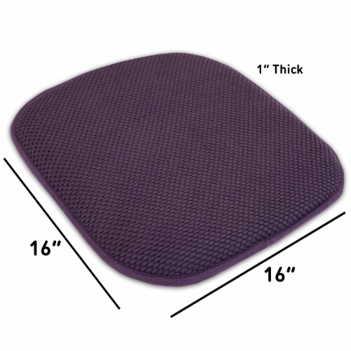 Sweet Home Collection | Honeycomb Memory Foam Non Slip 16 x 16 Chair Pad, Eggplant, 6 PK Perspective: top