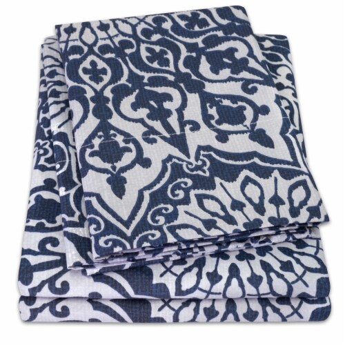 Sweet Home Collection | 4-Piece Oasis Printed Microfiber Sheet Set, Full Perspective: top