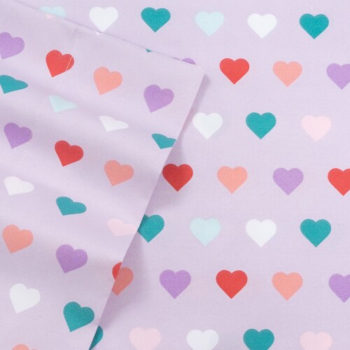 Sweet Home Collection | Hearts Printed Sheet Set, Kids Fun and Comfortable, Twin Perspective: top