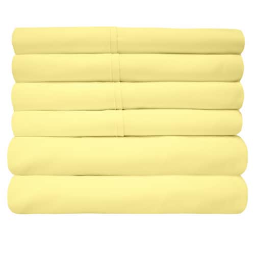 Sweet Home Collection | 4-Piece Solid Brushed Microfiber Sheets, Twin XL, Pale Yellow Perspective: top