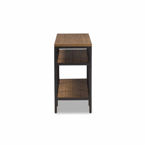 Baxton Studio Caribou Console Table in Oak Brown and Black Perspective: top