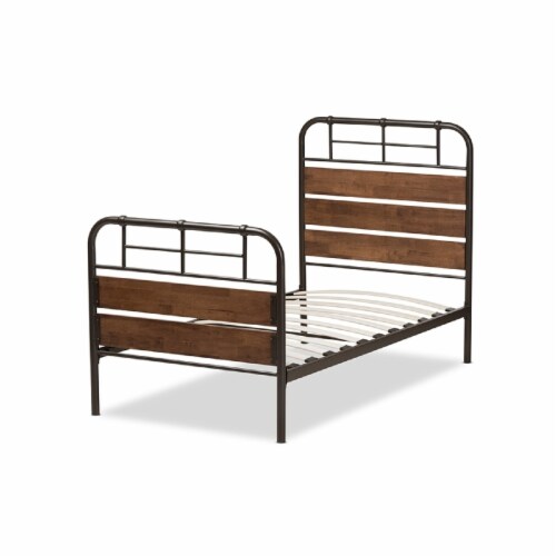 Baxton Studio Monoco Rustic Industrial Black Finished Metal Coco Brown Wood Twin Size Platform Bed Baxton Studio Monoco Rustic Industrial Black Finished Metal Coco Brown Wood Twin Size Platform Bed