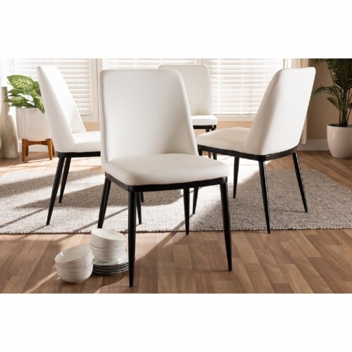 Baxton Studio Darcell Faux Leather Dining Chair in White (Set of 4) Perspective: top