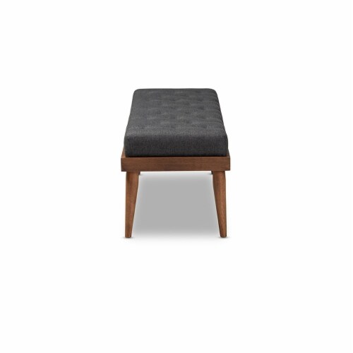 Baxton Studio Linus Modern Dark Grey Fabric Upholstered and Button Tufted Wood Bench Perspective: top
