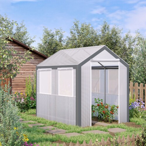 8' x 6' x 7.4' Walk-In Greenhouse Tunnel Portable Plant Garden Steel Frame Perspective: top