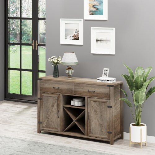 Farmhouse buffet with wine rack discount