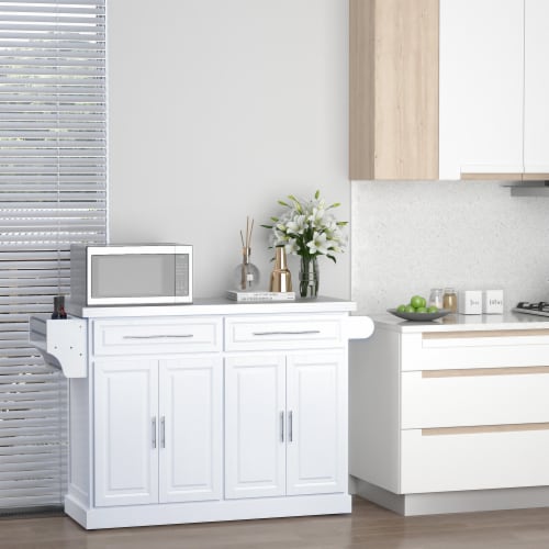 Steel Top Kitchen Island Cart Hidden Rolling Wheel Cabinet w Drawers Storage Box Perspective: top