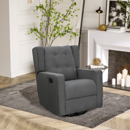 Manual Sofa Recliner Padded Seat Rocking Chair Lounger 360° Swivel w/Footrest Perspective: top