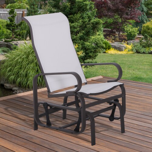 Outdoor Patio Gliding Chair, Swing Rocker Sling Fabric, Porch Deck Garden Pool Perspective: top