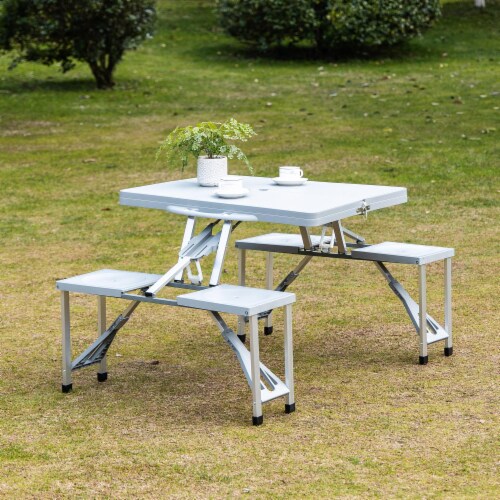Portable patio sales table and chairs
