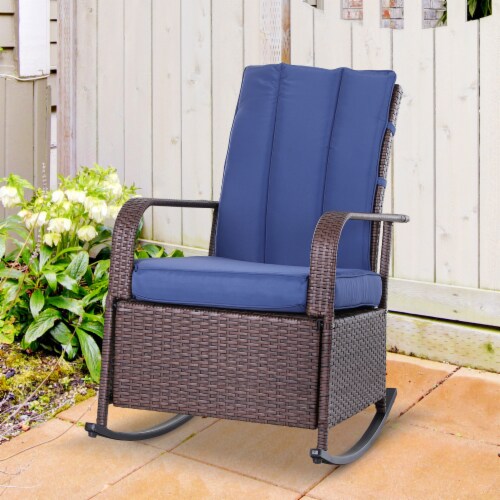 Outsunny Patio Wicker Recliner Chair With Footrest, Outdoor Pe