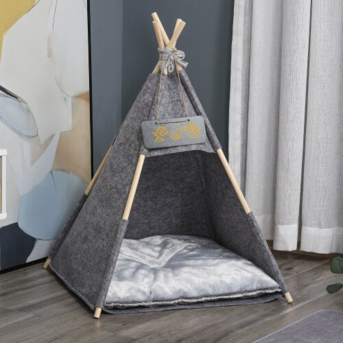 Cat Bed Teepee House w Thick Comfortable Cushion Kitten Puppy