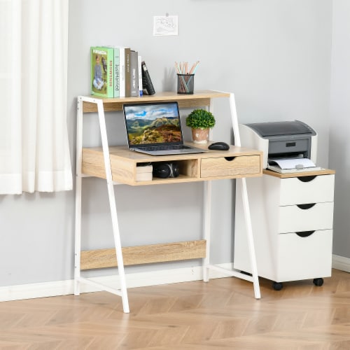 Computer Desk for Small Spaces School Student Desk w Drawer and Storage Shelves 1 Unit Gerbes Super Markets
