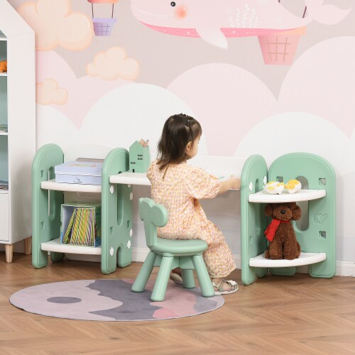 Kids Art Table and Chairs Set Craft Table with Large Storage Desk