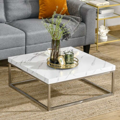 Square faux marble coffee table discount