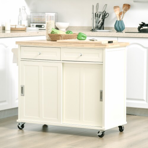 48 Kitchen Island Utility Rolling Cart w/ 2 Storage Drawers & 3 Cabinets,  Grey, 1 Unit - Fry's Food Stores