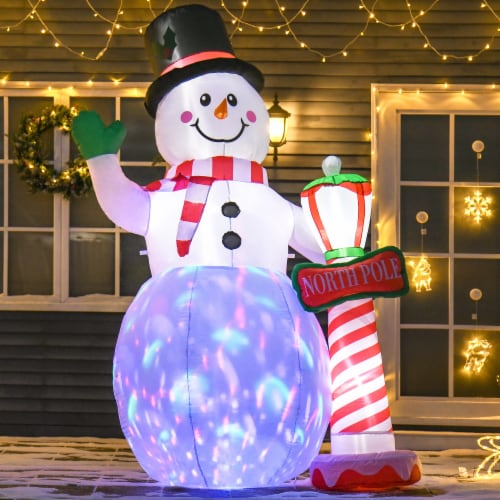 8 ft LED Light Up Snowman Outdoor Christmas Inflatable Lighted Yard ...