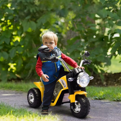 Kids 6V Electric Motorcycle Ride-On Toy Battery 18 - 36 Months Yellow Perspective: top