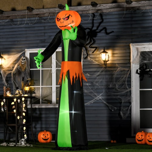 9 ft Light Up Pumpkin Inflatable Outdoor Halloween Yard Decoration w/ LED Lights Perspective: top