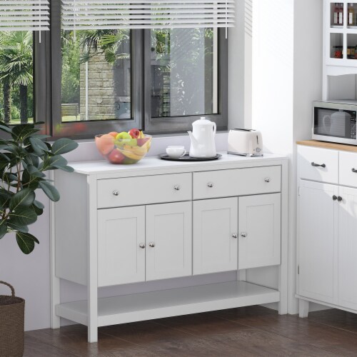 47  Modern Kitchen Sideboard Buffet Storage Cabinet w/ Adjustable Shelves, White Perspective: top