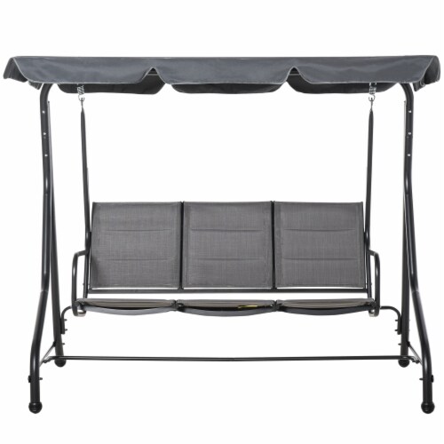 3-seat Outdoor Backyard Swing Chair Patio Bench Adjustable Canopy Padded Perspective: top