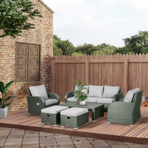 Outside 6 pc Conversation Set w 1 Couch 2 Recliners 2 Ottomans
