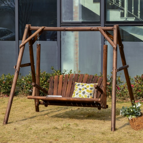 Freestanding 6.5 Wooden Loveseat Traditional Farmhouse Style Log