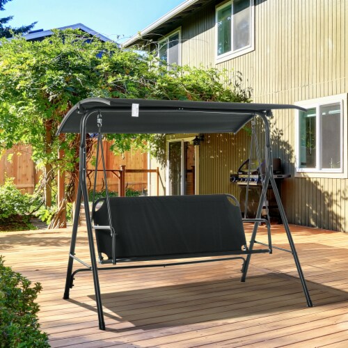 Porch Swing Hammock Bench Lounge Chair Steel 3 Seat Padded Outdoor