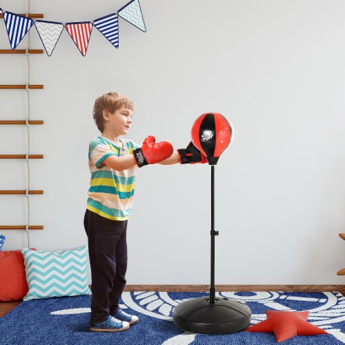 Indoor Fun Toy Punch Boxing Bag w/ Fillable Base & Soft Safety Mitts for Kids Perspective: top