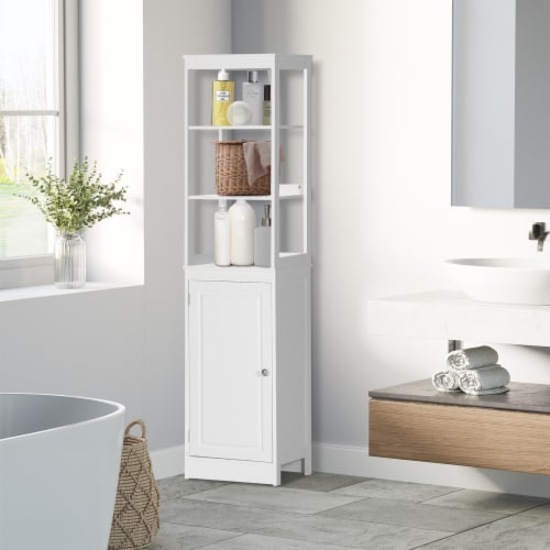 Bathroom Linen Storage Cabinet Freestanding Cupboard w/ Doors, Shelves,  White, 1 Unit - Fred Meyer