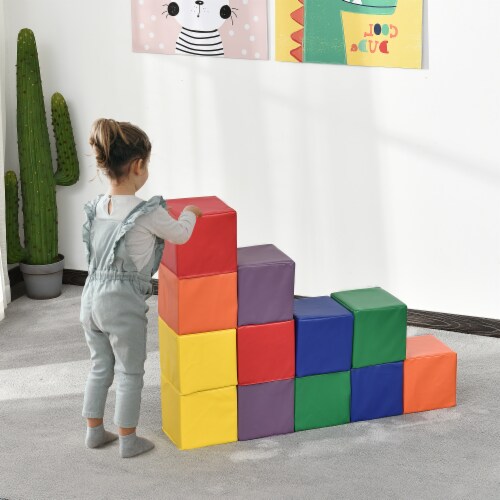12 Piece Soft Play Blocks Soft Foam Toy Building and Stacking Blocks for Kids Perspective: top