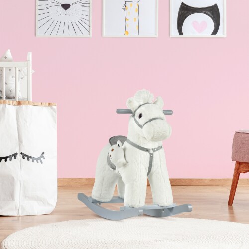 Children Riding Rocking Horse Toy w/ Fun Realistic Sounds & Storage Bag Perspective: top