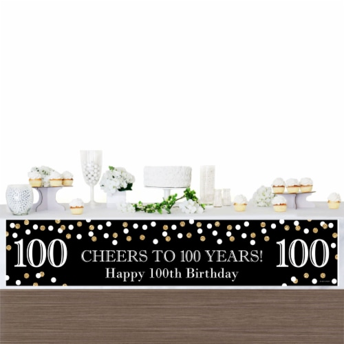 Big Dot of Happiness Adult 100th Birthday - Gold - Happy Birthday Decorations Party Banner Perspective: top