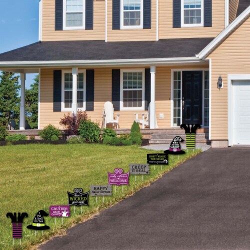 Big Dot of Happiness Happy Halloween - Witch Lawn Decor - Outdoor Halloween Yard Decor 10 Pc Perspective: top