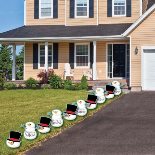 Big Dot of Happiness Let It Snow - Snowman Lawn Outdoor Christmas & Holiday Yard Decor 10 Pc Perspective: top