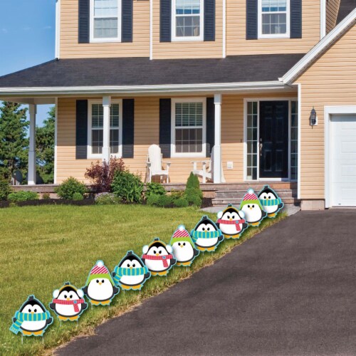 Big Dot of Happiness Holly Jolly Penguin - Penguin Lawn Decor Outdoor Party Yard Decor 10 Pc Perspective: top