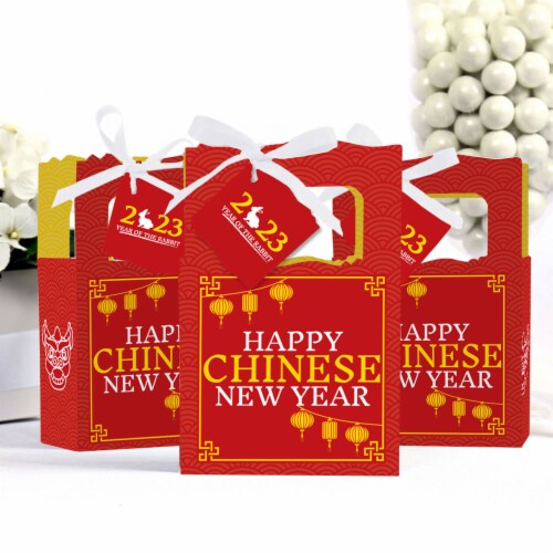 Big Dot of Happiness Chinese New Year - 2023 Year of The Rabbit Party Gift Boxes - 12 Count Perspective: top