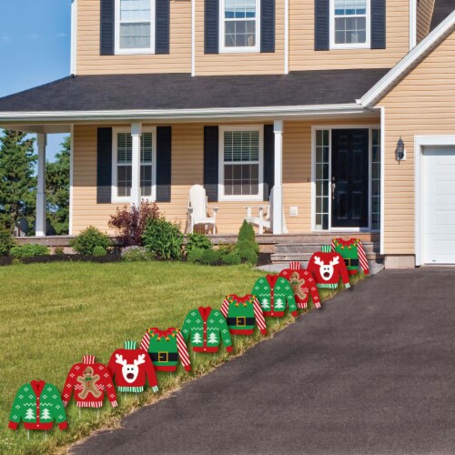 Big Dot of Happiness Ugly Sweater - Sweater Lawn Outdoor Holiday & Christmas Yard Decor 10 Pc Perspective: top