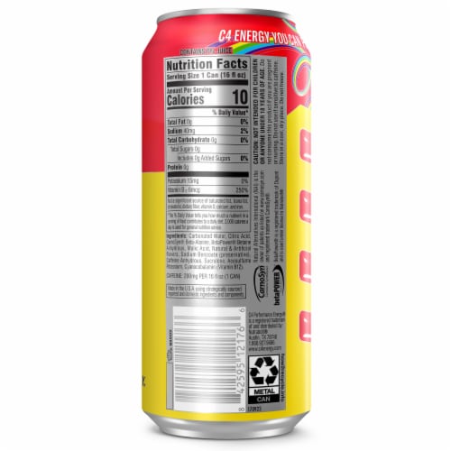 C4 Performance Cosmic Rainbow Energy Drink Can Perspective: top
