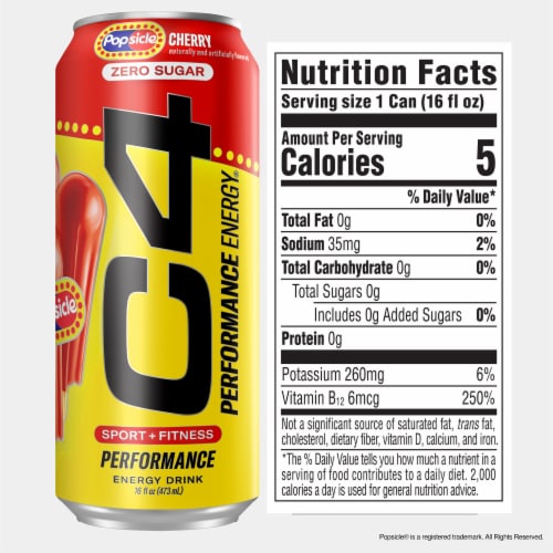 C4 Performance Cherry Popsicle Energy Drink Can Perspective: top