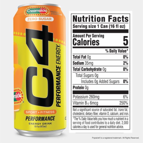 C4 Performance Creamsicle Energy Drink Can Perspective: top