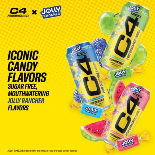 C4 Performance Jolly Green Apple Energy Drink Can Perspective: top
