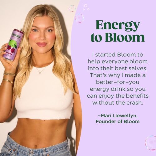 Bloom Cherry Lime + Prebiotics Sparkling Energy Drink Can Perspective: top