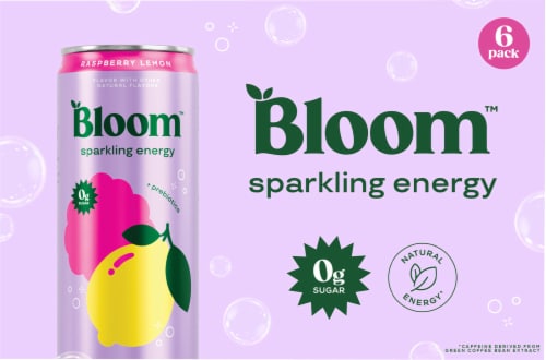 Bloom™ Sparkling Energy Raspberry Lemon Energy Drink Perspective: top
