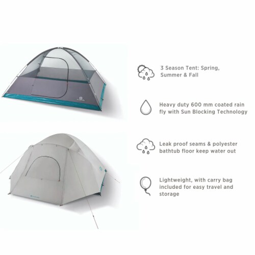Outbound 8 Person 3 Season Camping Black-Out Dome Tent with Rainfly, Gray/White Perspective: top