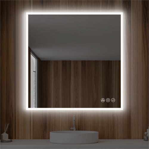 Blossom Beta 36   x 36  LED Mirror with Frosted Sides Silver Glass Perspective: top