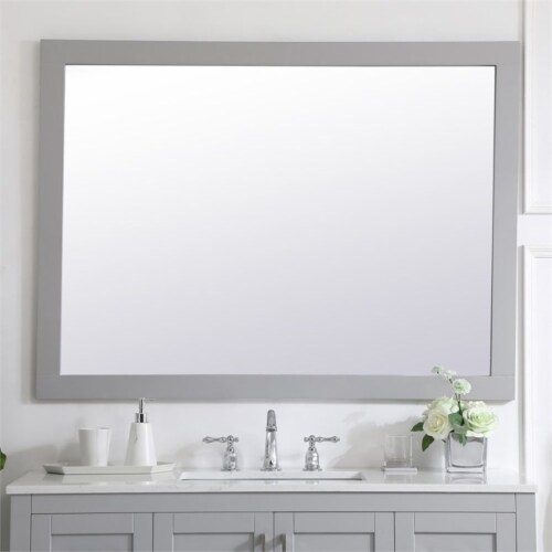 Elegant Decor Aqua 36  x 48  Wood Frame Bathroom Mirror in Gray Perspective: top
