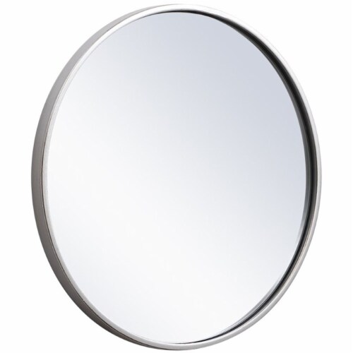 Elegant Decor Eternity 18  Round Mid Century Metal Frame Mirror in Silver Perspective: top