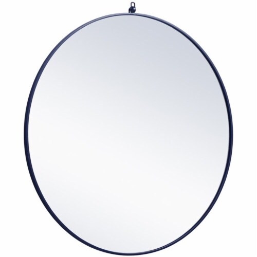 Elegant Decor Eternity 42  Mid Century Metal Frame Hooked Mirror in Blue Perspective: top