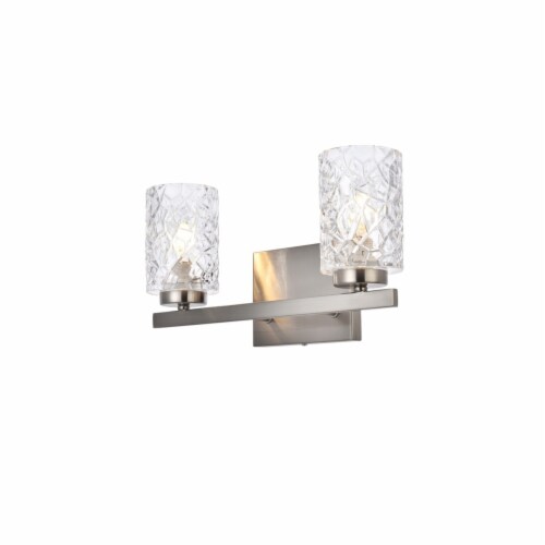 Cassie 2 lights bath sconce in satin nickel with clear shade Perspective: top
